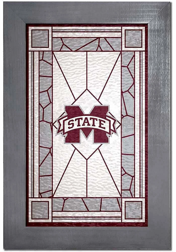 Mississippi State Bulldogs Stained Glass Sign - Maroon