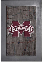 Mississippi State Bulldogs City Map Sign - Maroon