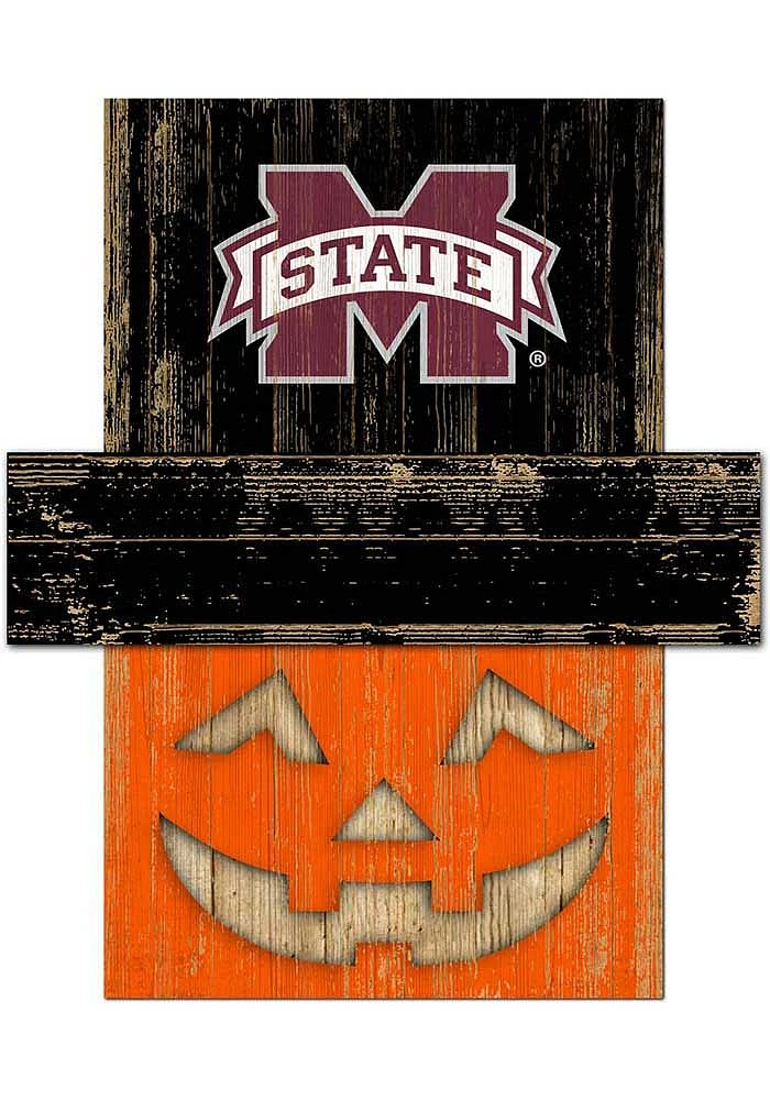 Mississippi State Bulldogs Pumpkin Head Sign - Maroon