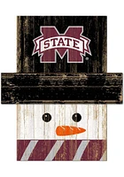 Mississippi State Bulldogs Snowman Head Sign - Maroon