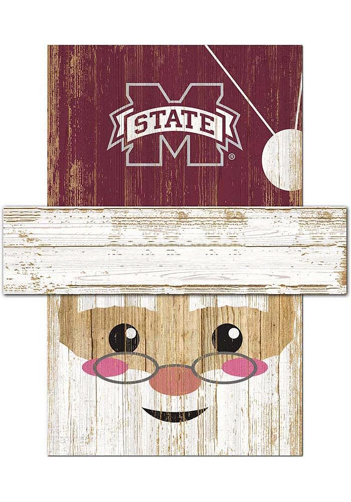 Mississippi State Bulldogs Santa Head Sign - Maroon