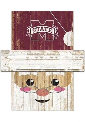 Mississippi State Bulldogs Santa Head Sign - Maroon