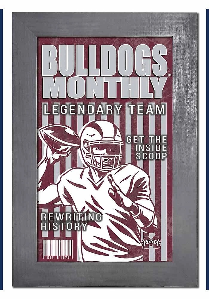 Mississippi State Bulldogs 11x19 Framed Monthly Sign - Maroon
