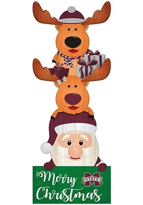 Mississippi State Bulldogs 31 Inch Santa Stack Leaner Sign - Maroon
