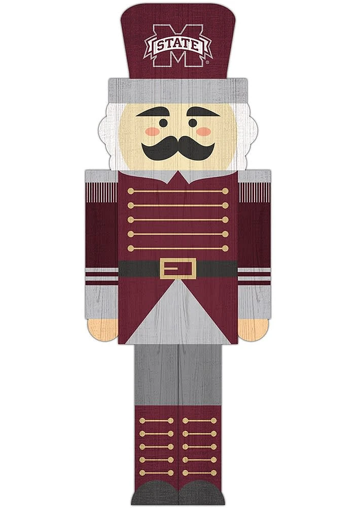 Mississippi State Bulldogs 31 Inch Nutcracker Leaner Sign - Maroon
