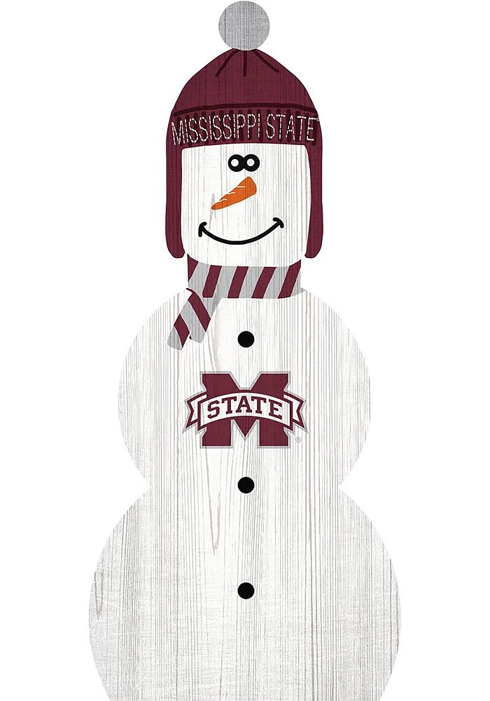 Mississippi State Bulldogs Snowman Leaner Sign - Maroon