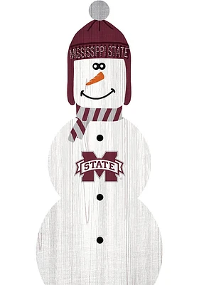 Mississippi State Bulldogs Snowman Leaner Sign - Maroon