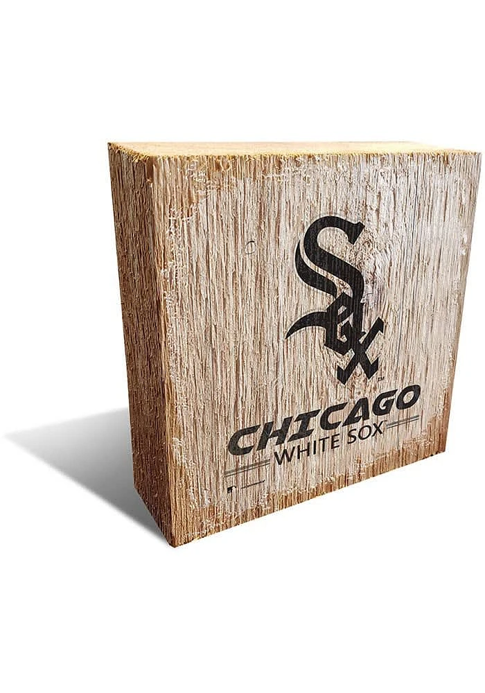 Chicago White Sox Team Logo Block Sign - Black