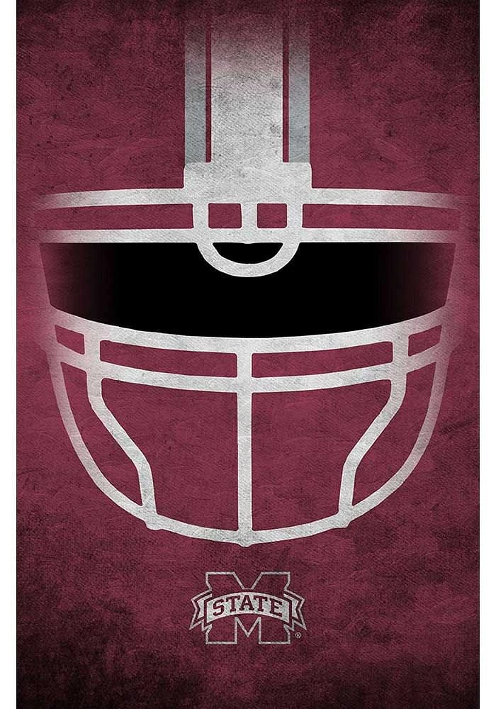 Mississippi State Bulldogs Ghost Helmet 17x26 Sign - Maroon
