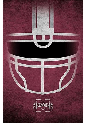 Mississippi State Bulldogs Ghost Helmet 17x26 Sign - Maroon