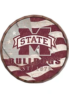 Mississippi State Bulldogs Flag 24 Inch Barrel Top Sign - Maroon
