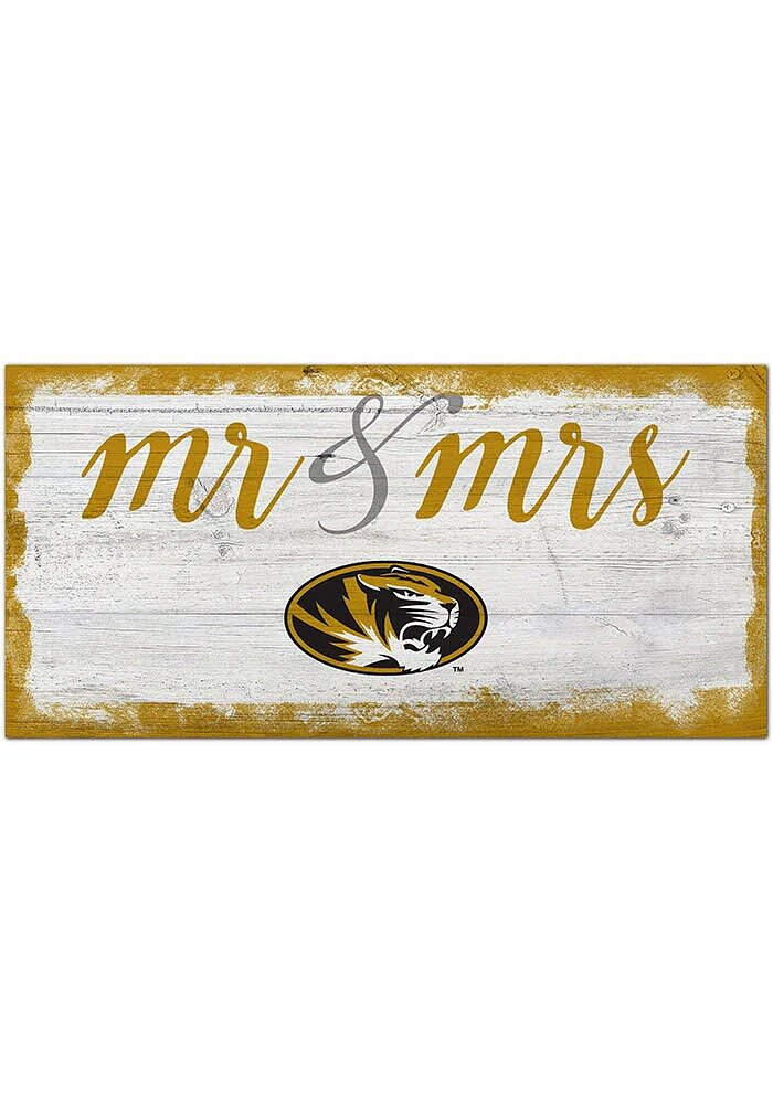 Missouri Tigers Script Mr and Mrs Sign - Black