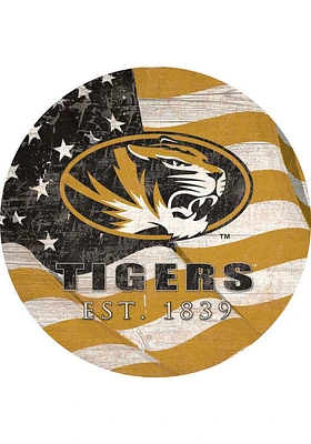 Missouri Tigers 24in Flag Circle Sign - Black