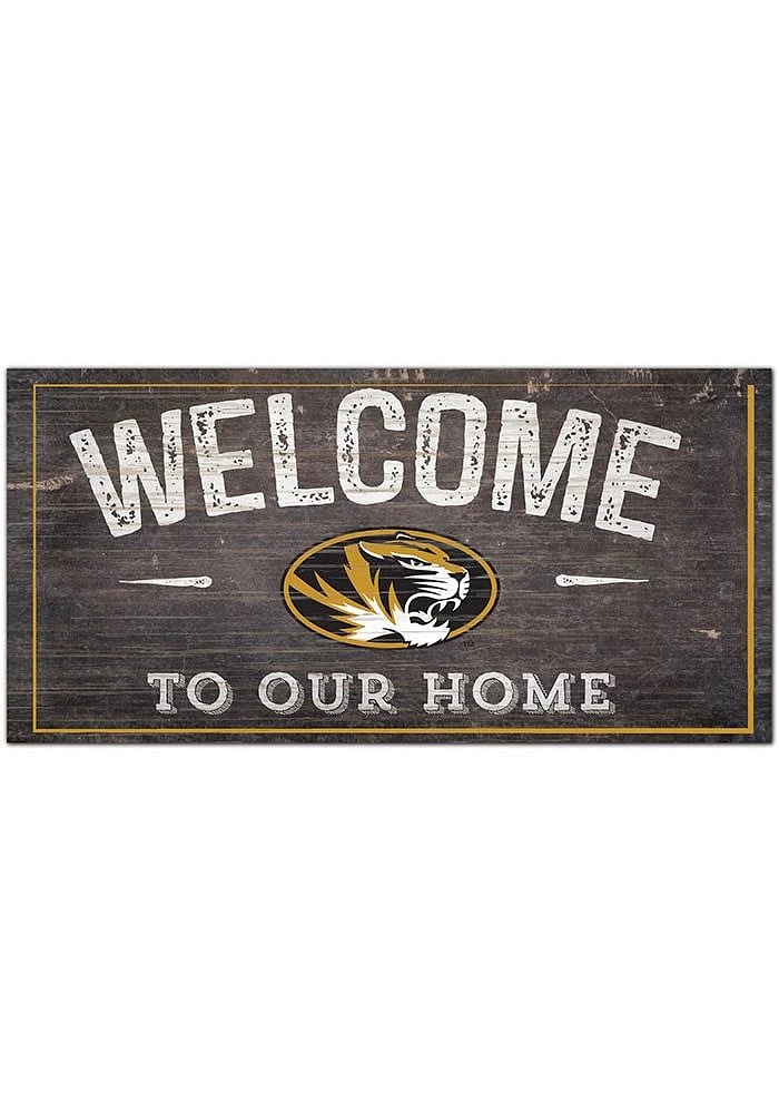 Missouri Tigers Welcome Distressed Sign - Black