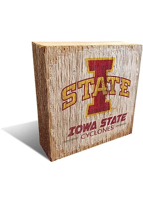 Iowa State Cyclones Team Logo Block Sign - Red