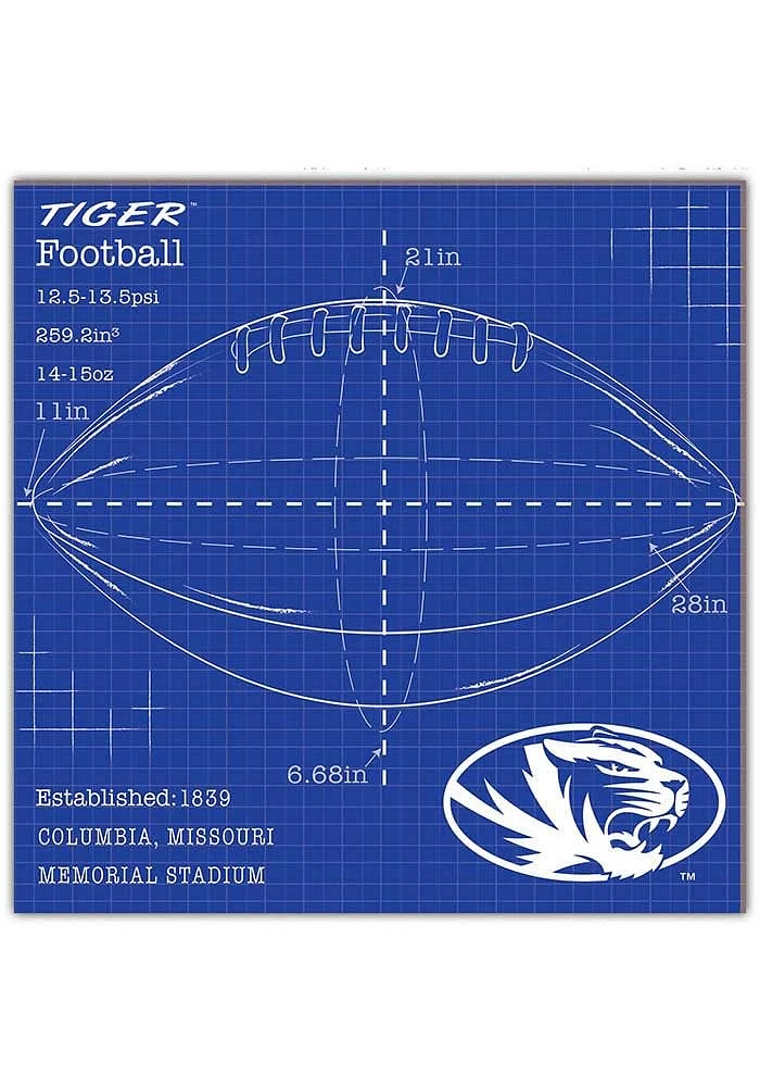 Missouri Tigers Ball Blueprint Sign - Black