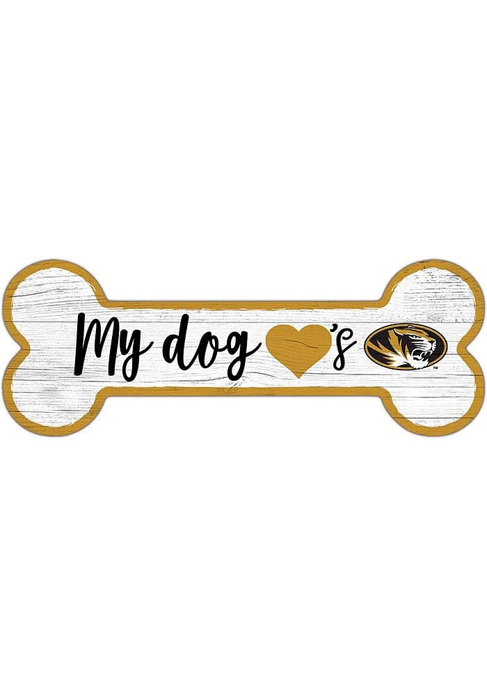Missouri Tigers Dog Bone 6x12 Sign - Black