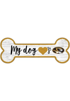 Missouri Tigers Dog Bone 6x12 Sign - Black