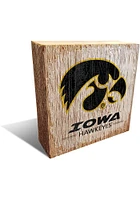 Iowa Hawkeyes Team Logo Block Sign - Black