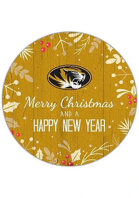 Missouri Tigers Merry Christmas and New Year Circle Sign - Black
