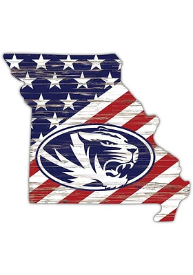 Missouri Tigers 12 Inch USA State Cutout Sign - Black