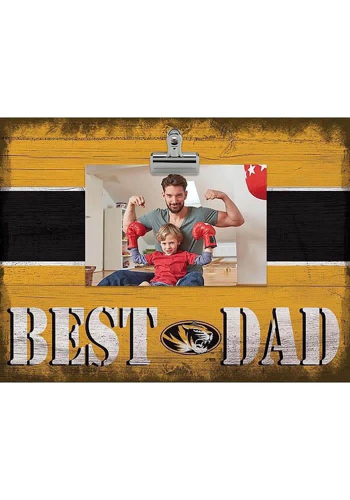 Missouri Tigers Best Dad Striped Clip Picture Frame - Black