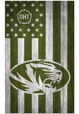 Missouri Tigers 11x19 OHT Military Flag Sign - Black