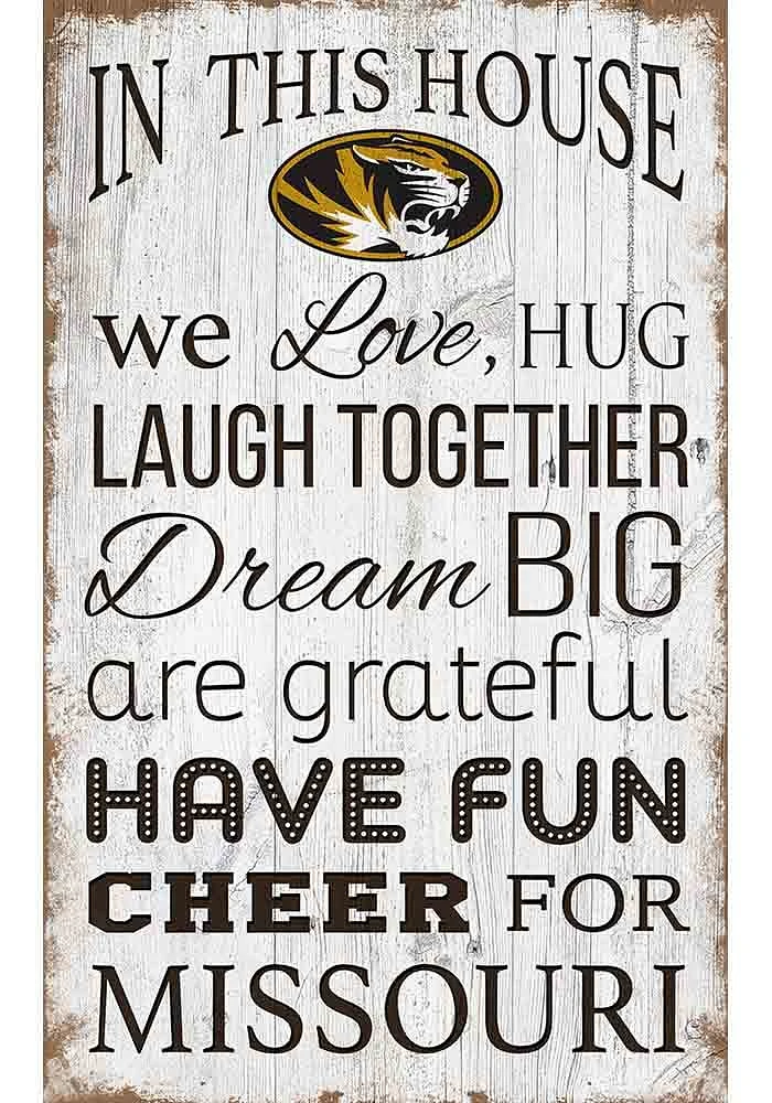 Missouri Tigers In This House 11x19 Sign - Black