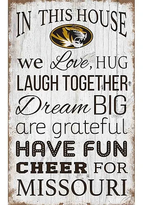 Missouri Tigers In This House 11x19 Sign - Black