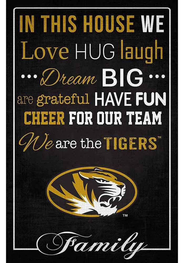 Missouri Tigers In This House 17x26 Sign - Black
