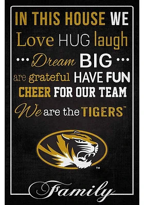 Missouri Tigers In This House 17x26 Sign - Black