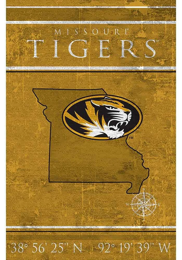 Missouri Tigers Coordinates 17x26 Sign - Black