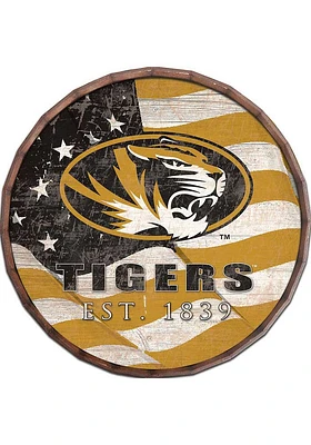 Missouri Tigers Flag 24 Inch Barrel Top Sign - Black