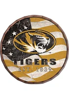 Missouri Tigers Flag 24 Inch Barrel Top Sign - Black