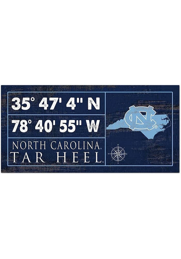 North Carolina Tar Heels Horizontal Coordinate Sign - Blue
