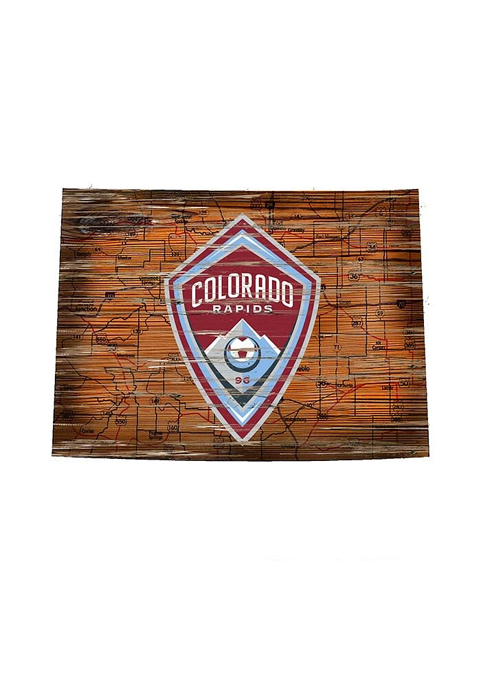 Colorado Rapids Distressed State 24 Inch Sign - Brown