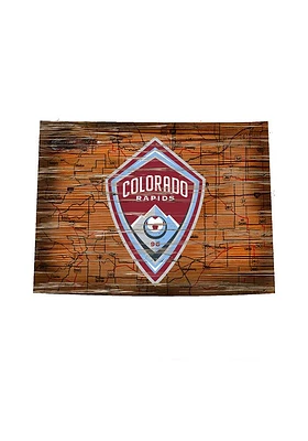 Colorado Rapids Distressed State 24 Inch Sign - Brown