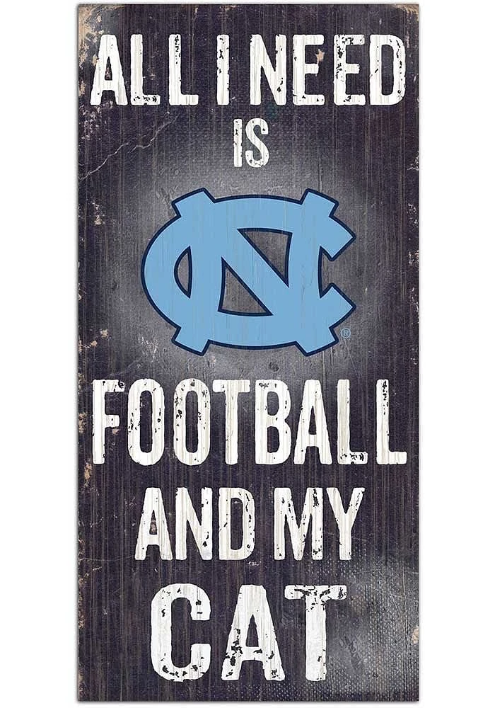 North Carolina Tar Heels Football and My Cat Sign - Blue