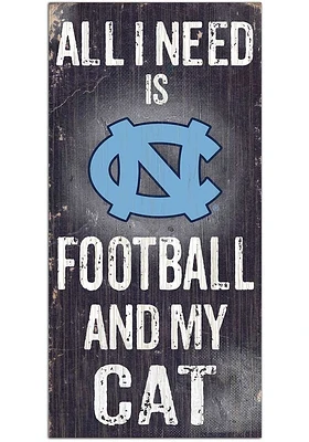 North Carolina Tar Heels Football and My Cat Sign - Blue