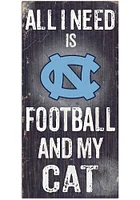 North Carolina Tar Heels Football and My Cat Sign - Blue