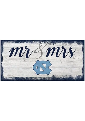 North Carolina Tar Heels Script Mr and Mrs Sign - Blue