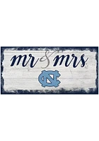 North Carolina Tar Heels Script Mr and Mrs Sign - Blue
