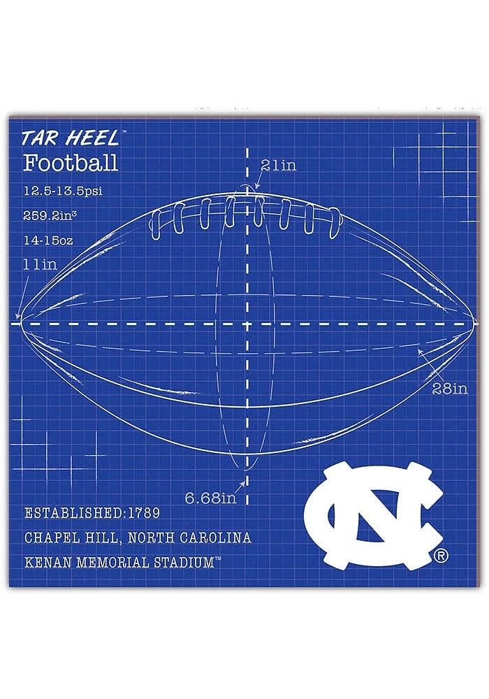North Carolina Tar Heels Ball Blueprint Sign - Blue