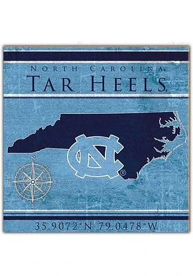 North Carolina Tar Heels Coordinates Sign - Blue