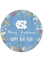 North Carolina Tar Heels Merry Christmas and New Year Circle Sign - Blue