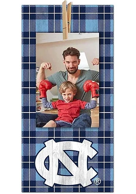 North Carolina Tar Heels Plaid Clothespin Sign - Blue