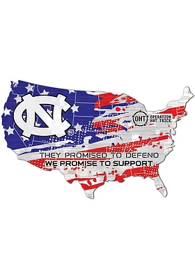 North Carolina Tar Heels OHT USA Shape Cutout Sign - Blue