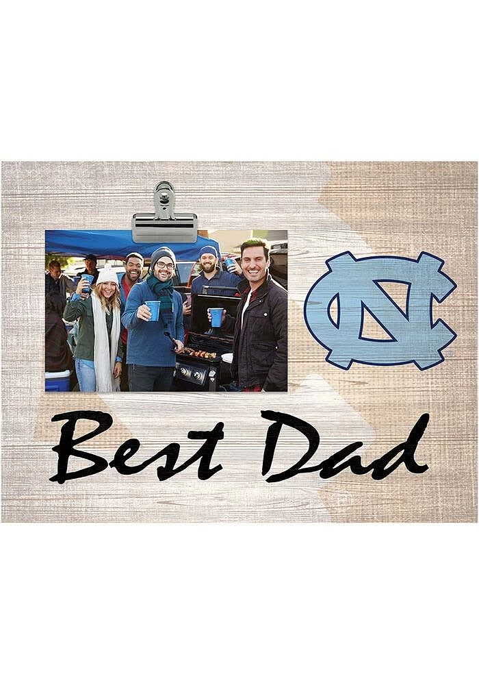 North Carolina Tar Heels Best Dad Burlap Clip Picture Frame - Blue