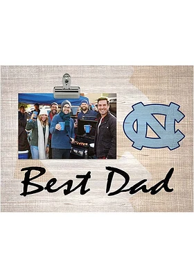 North Carolina Tar Heels Best Dad Burlap Clip Picture Frame - Blue