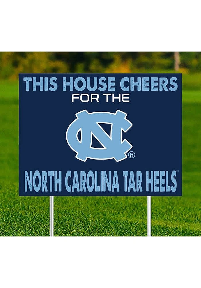 North Carolina Tar Heels This House Cheers For Yard Sign - Blue